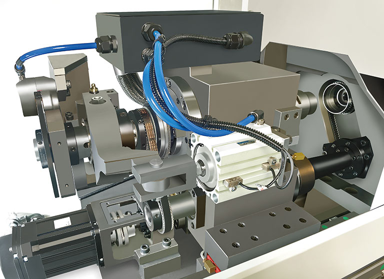 close up of CNC auto lathe (CNC lathe machining)